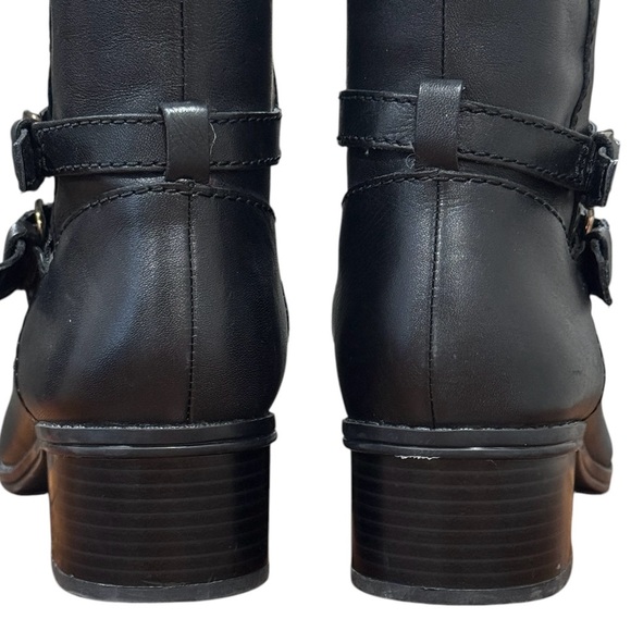 NWOT Bandolino Carlotta Riding Boots Leather Size 5M Black Cognac Zipper - Picture 10 of 12